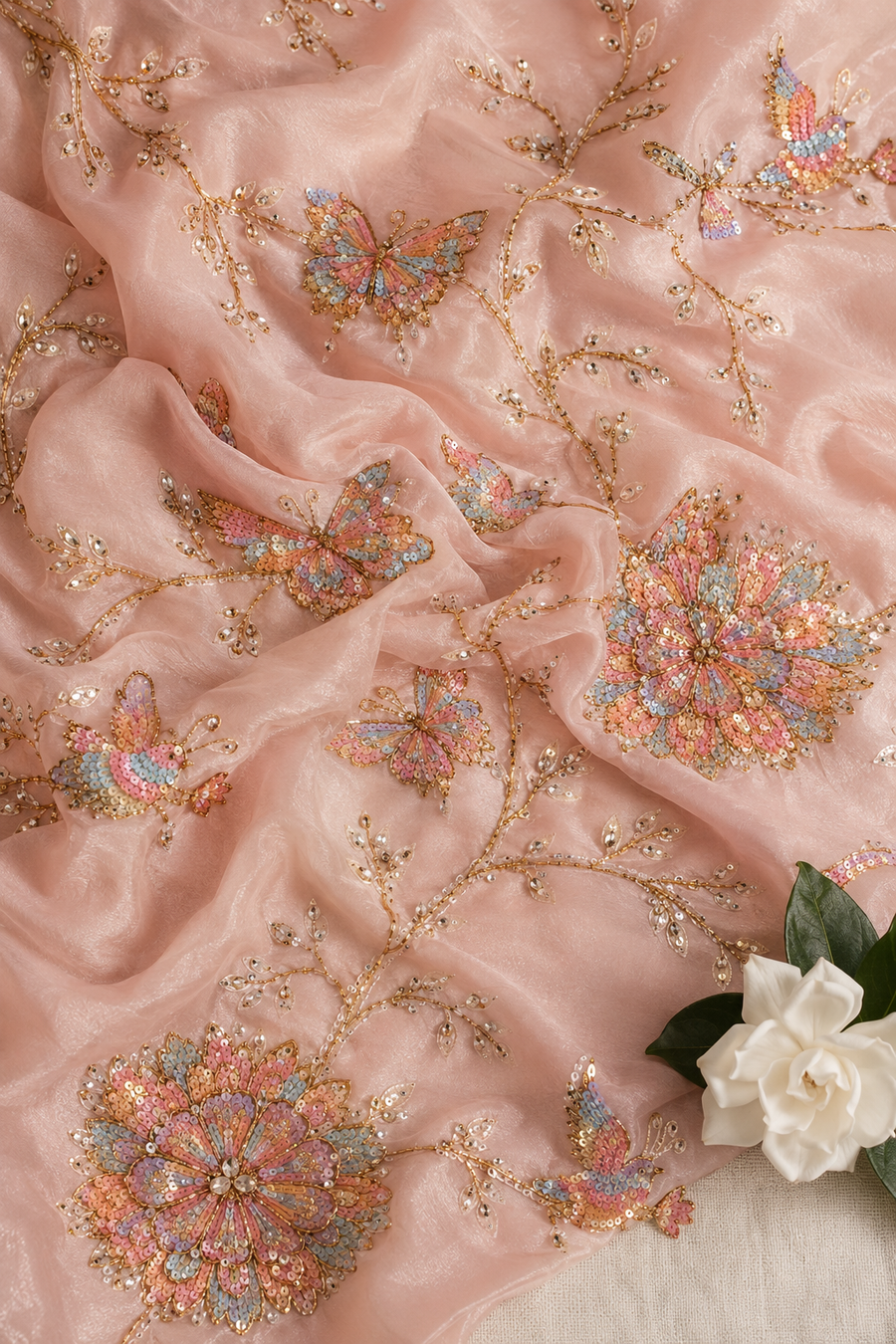 Butterfly Garden Silk Saree