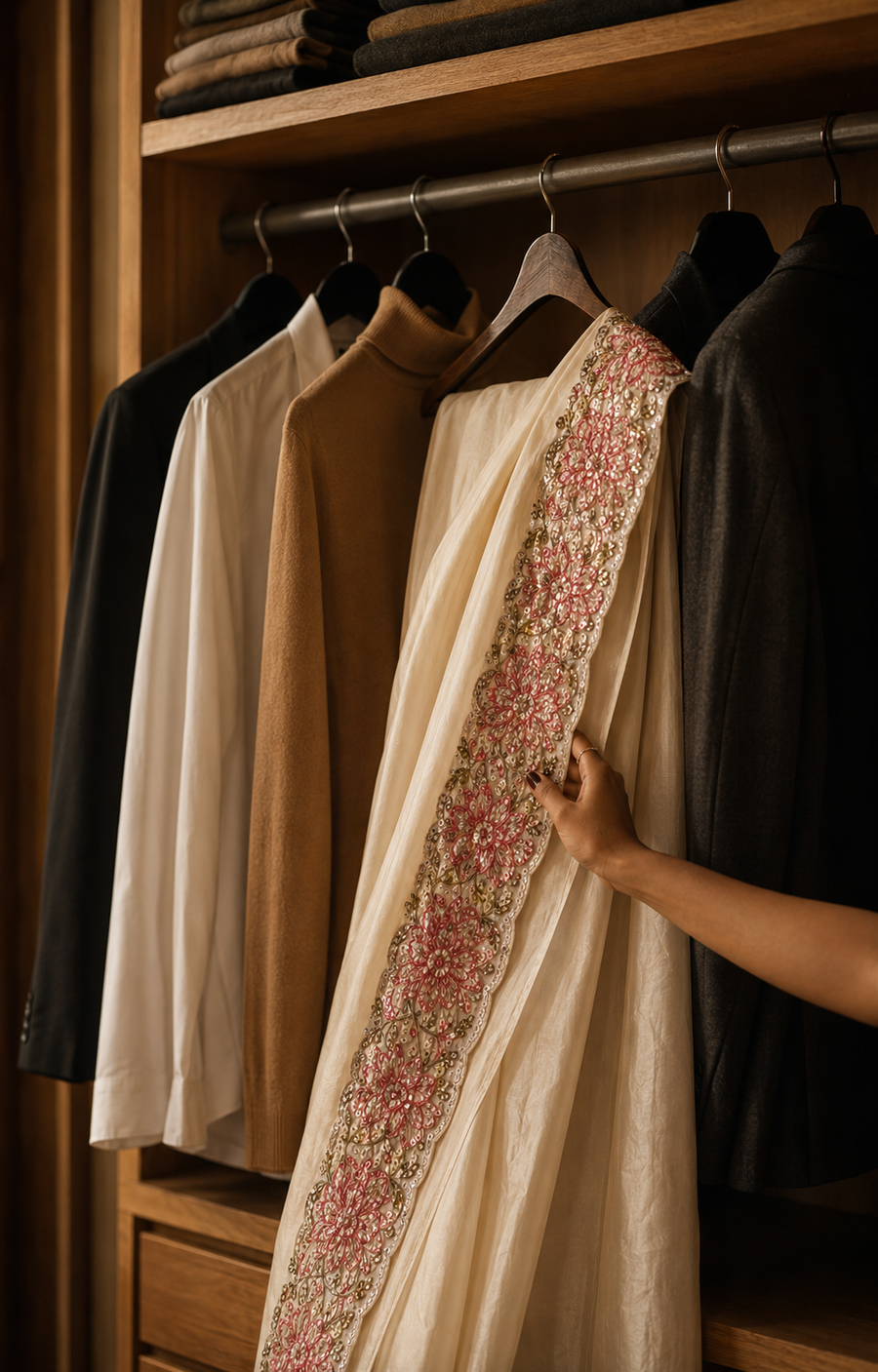 Ivory Blossom Border Silk Saree