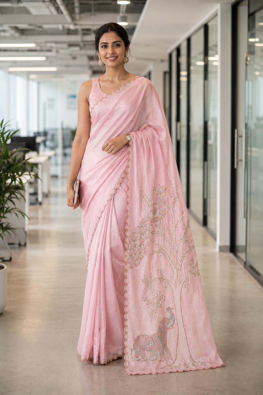 Garden Peacock Silk Saree